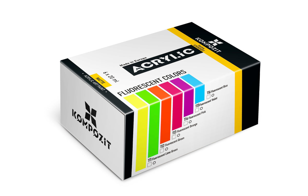 Kompozit STANDART Fluorescent Acrylic Paint Set, 6 x 20 ml