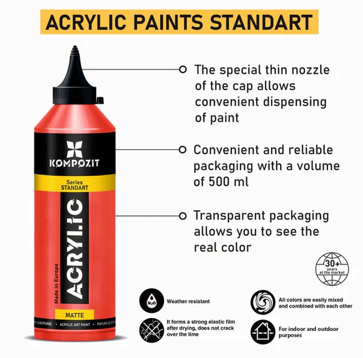 Metallic Acrylic Paint STANDART Kompozit, 500 ml