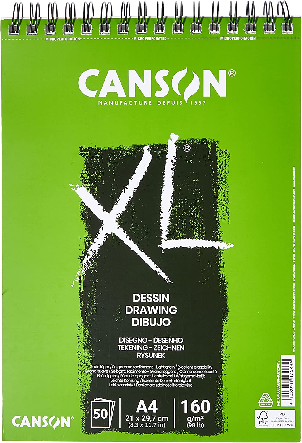 Canson XL Dessin A4 Drawing Pad, 160 g/m², 50 Sheets, Spiral Binding — image 2