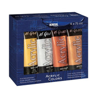 Kreul El Greco Metallic Acrylic Paints, Set of 4 x 75 ml