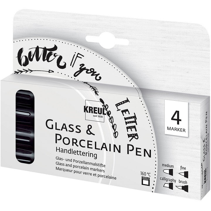 KREUL Glass and Porcelain Markers Handlettering Set of 4