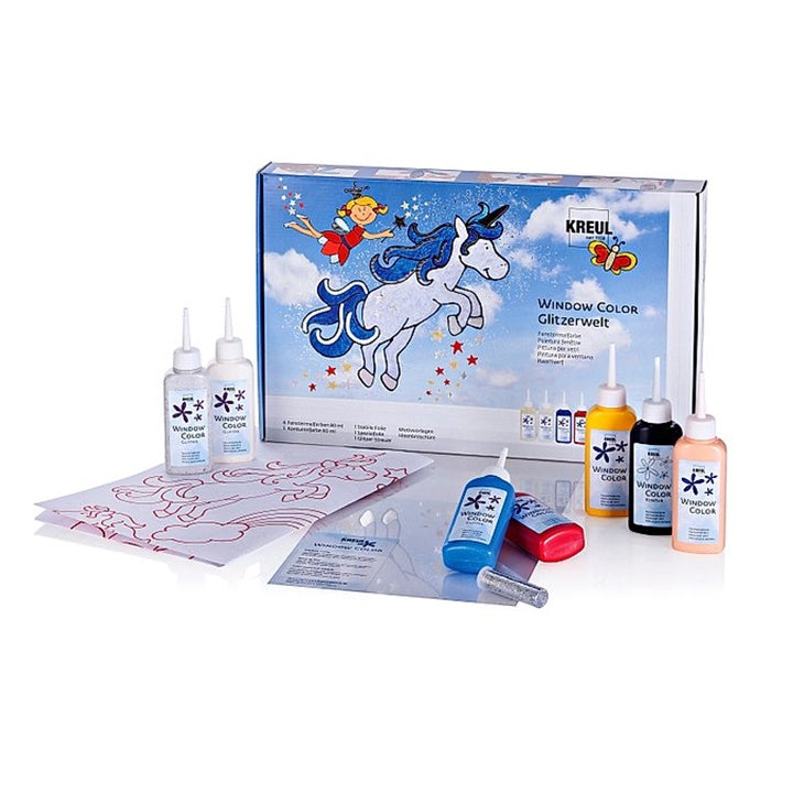 KREUL Glitter Fantasy Glass Paint Set with Glitter