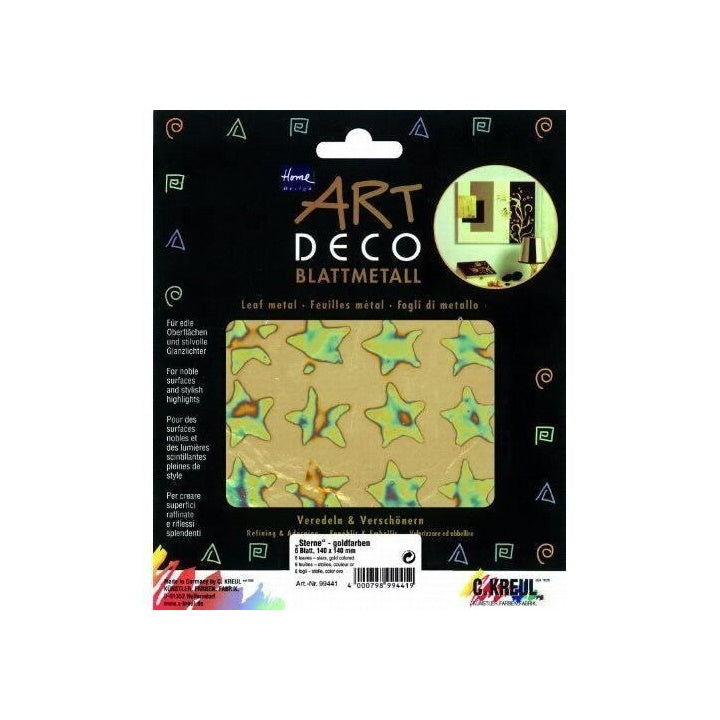 KREUL Gold Decorative Foil Stars, 140 x 140 mm, Set of 6
