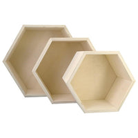 Kreul Hexagonal Wooden Boxes, Set of 3