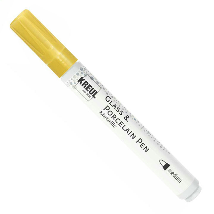 KREUL MEDIUM Glass and Porcelain Effect Marker, Metallic Yellow