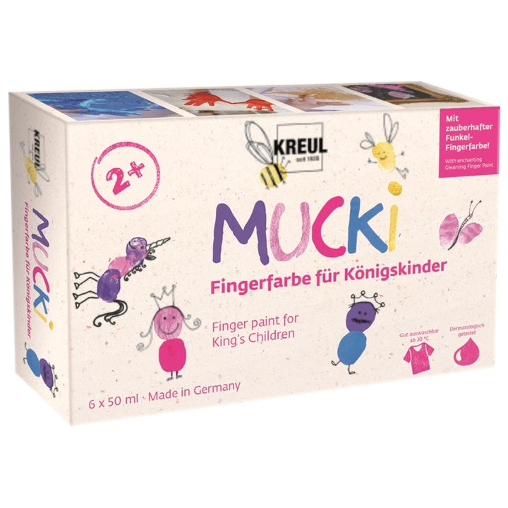 KREUL MUCKI Finger Paints for Girls, Set of 6 x 50 ml