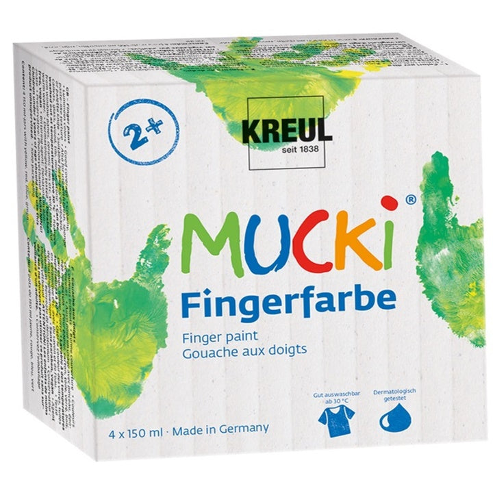 KREUL MUCKI Glowing Finger Paints, Set of 4 x 150 ml