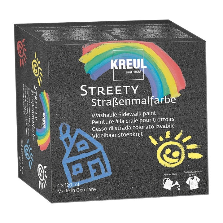 KREUL STREETY Washable Sidewalk Paint, Set of 4 x 120 ml