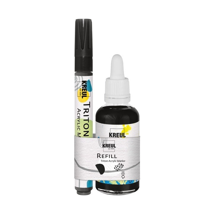 KREUL Triton Acrylic Marker Refill, Black Set