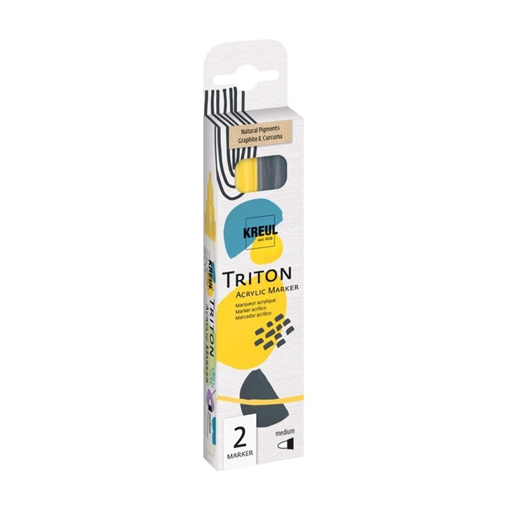 Kreul TRITON Acrylic Paint Markers with Natural Pigments, Medium Set of 2