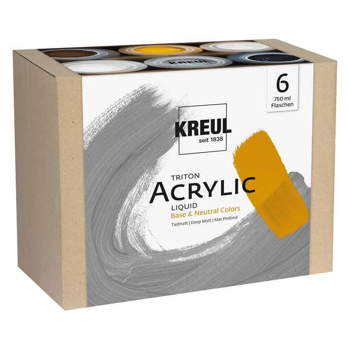 KREUL Triton Base & Neutral Colors Acrylic Paint Set, 6 x 750 ml — image 2