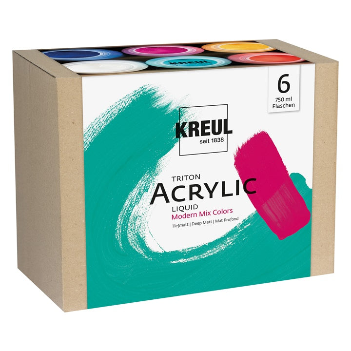 KREUL Triton Modern Mix Colors Acrylic Paint Set, 6 x 750 ml — image 1