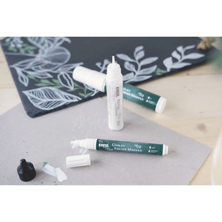 KREUL White Chalk Marker with Refill Accessories, Set of 6