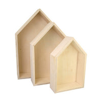 Kreul Wooden House-Shaped Boxes, Set of 3