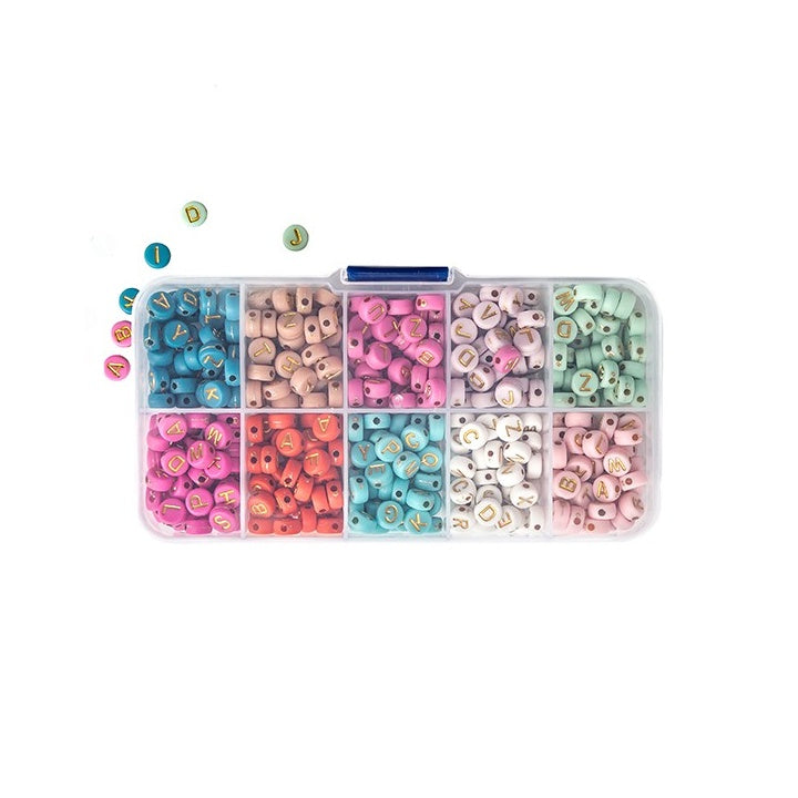 Letter Beads, 10 Pastel Colors, 282 pcs