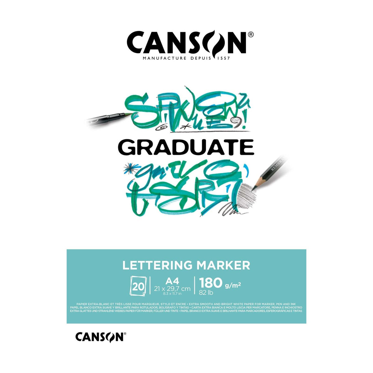 Lettering and Marker Pad CANSON Graduate Lettering Marker 180 gsm - A4, 20 sheets