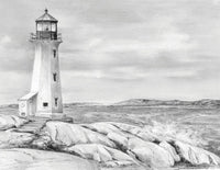 Lighthouse, 6 Pencils, 3H, H, HB, 2B, 5B, 6B, Pre-Drawn Picture, Eraser and Sharpener, 22x28