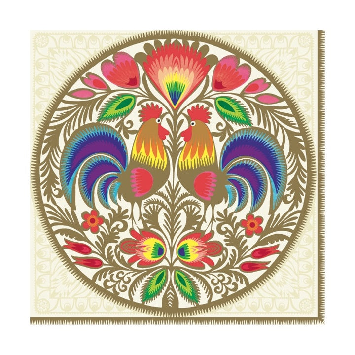 Lowicz Eco Decoupage Napkin, Round Gold Cutout - 1 pc