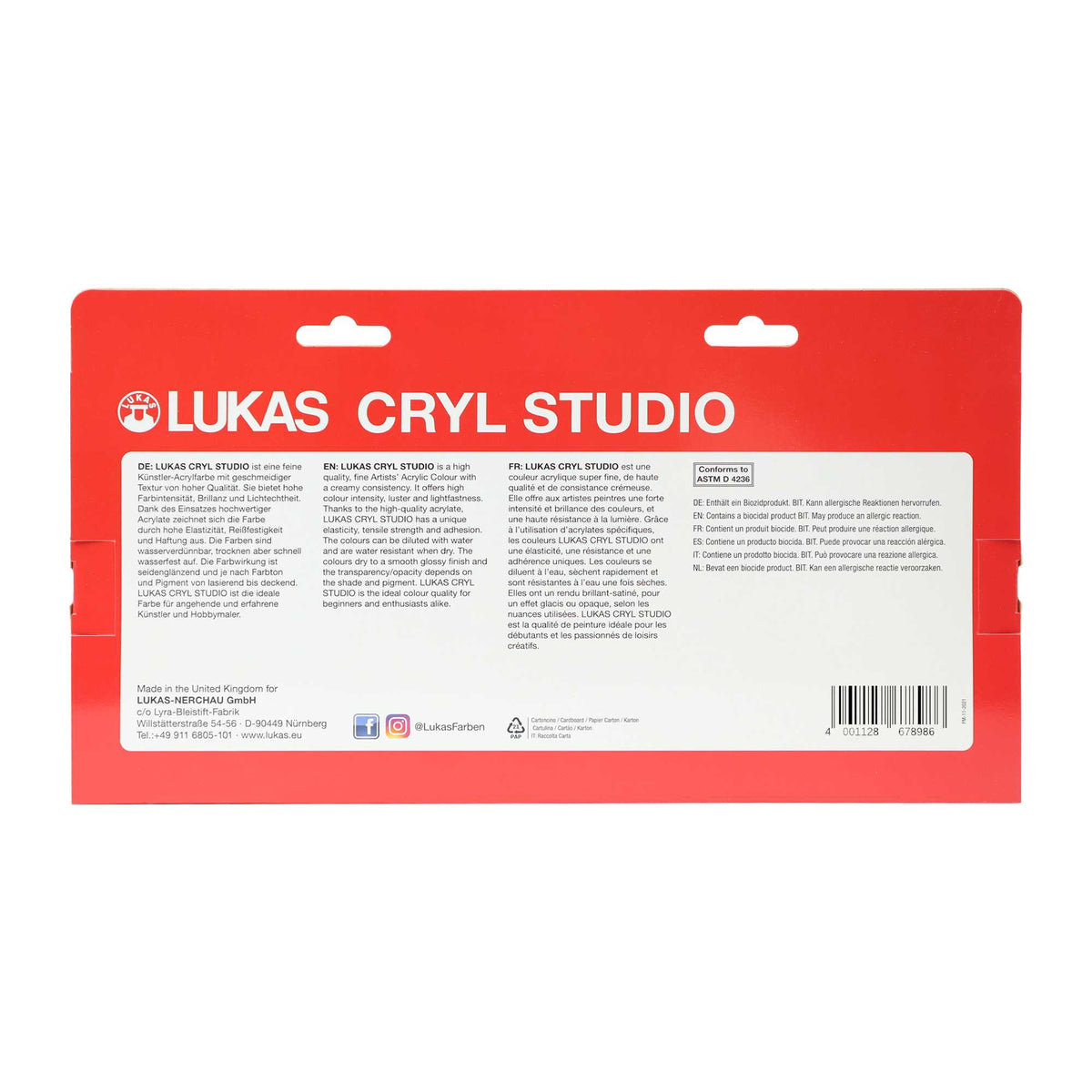 LUKAS Cryl Studio Acrylic Paint Set, 9 x 100 ml