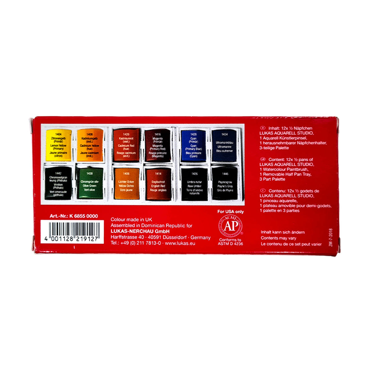 LUKAS Studio Watercolor Set in Plastic Box, 13-Piece