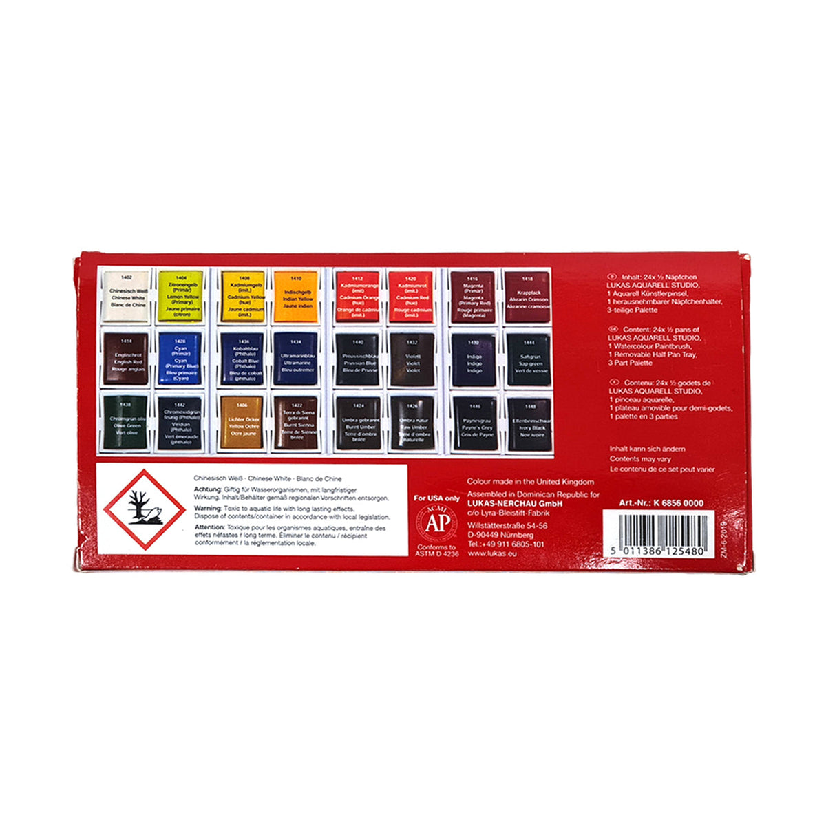 LUKAS Studio Watercolor Set in Plastic Box, Set of 24