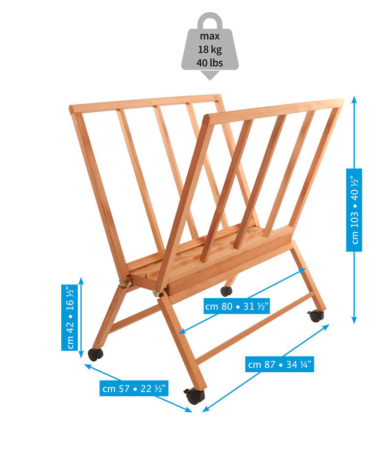MABEF Large Folding Wheeled Print Rack for Prints and Drawing Paper M/40