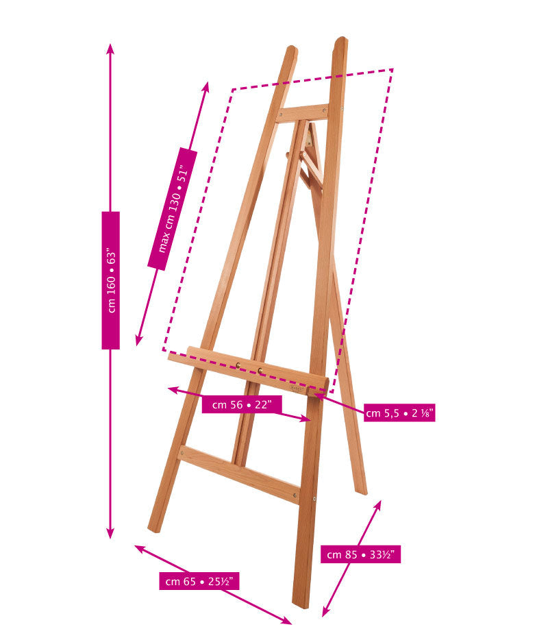 MABEF Lyre Studio Easel in Oiled Beechwood