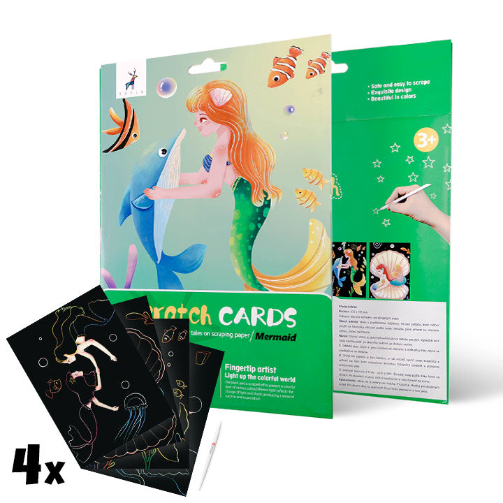 Magical Scratch Art Pictures for Kids - Mermaid - Set of 4