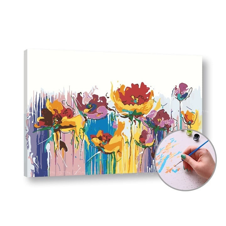 Paint by Numbers Цветни цветя - Средна трудност — изображение 1