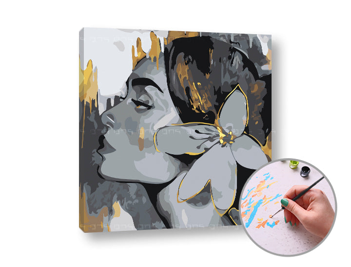 Paint by Numbers - Жена с цвете в косата - ниска трудност — изображение 1