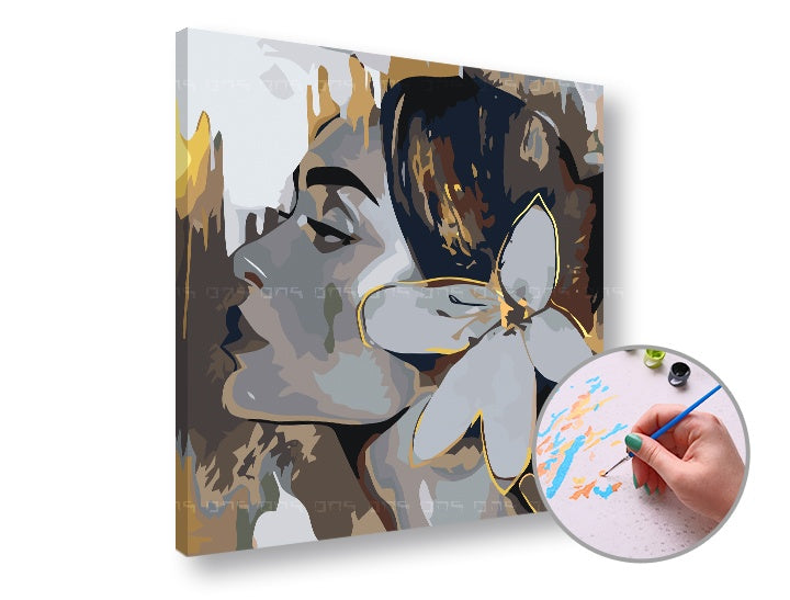 Paint by Numbers - Жена с цвете в косата - ниска трудност — изображение 2