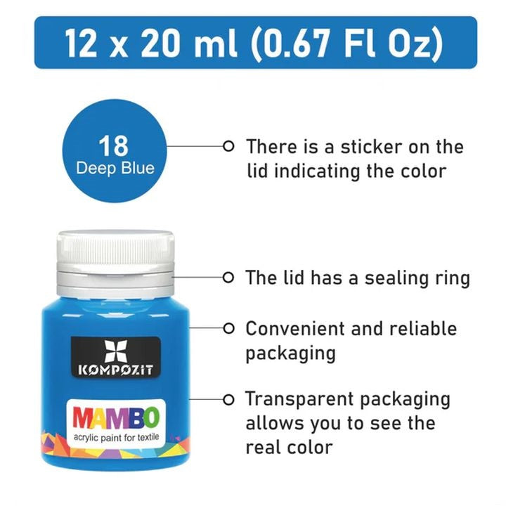 MAMBO Kompozit Fabric and Leather Paint Set, 12х20 ml - image 2