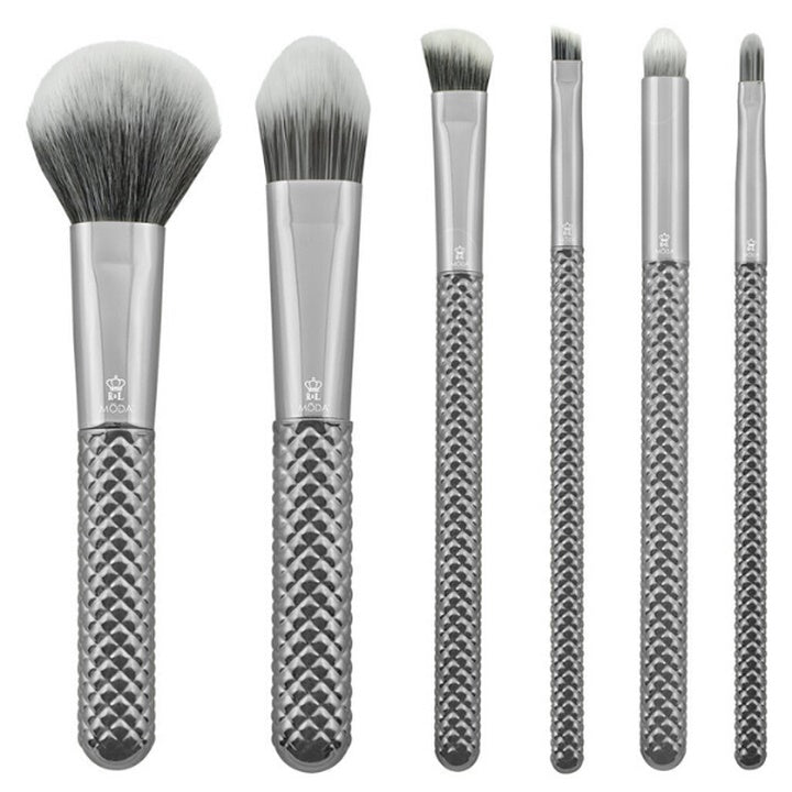 Metallic Silver Makeup Brush Set