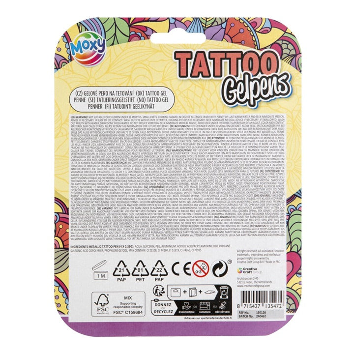 Metallic Tattoo Gel Pens, Set of 4 + Stencils | different sets — image 3