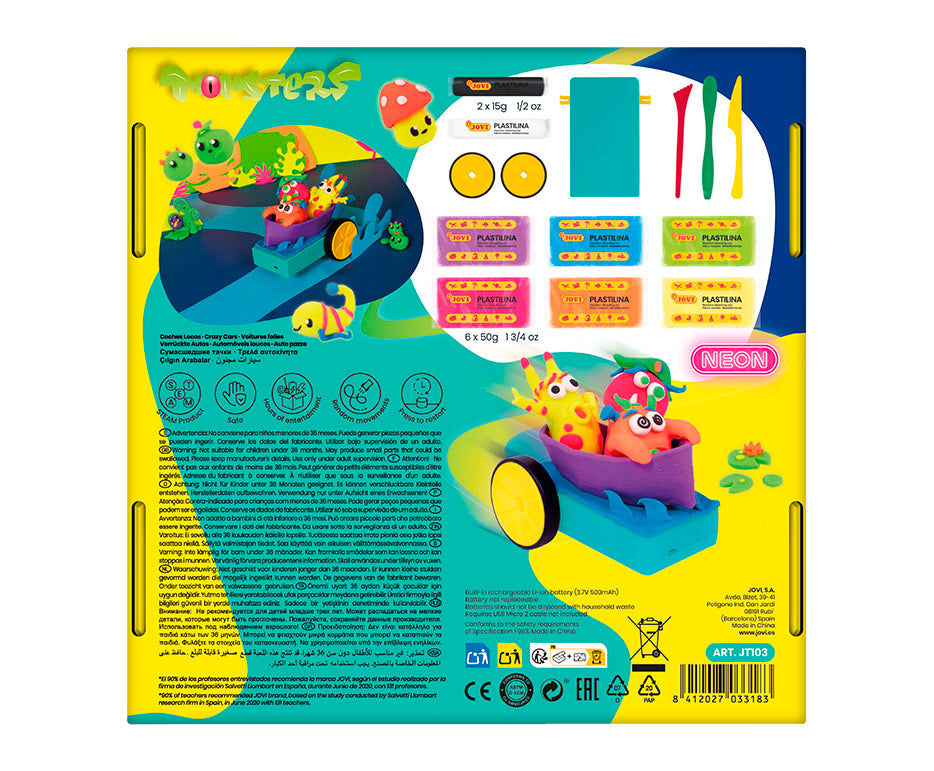 Modelling Clay Set JOVI Tech Crazy Cars Monsters - 14 pcs