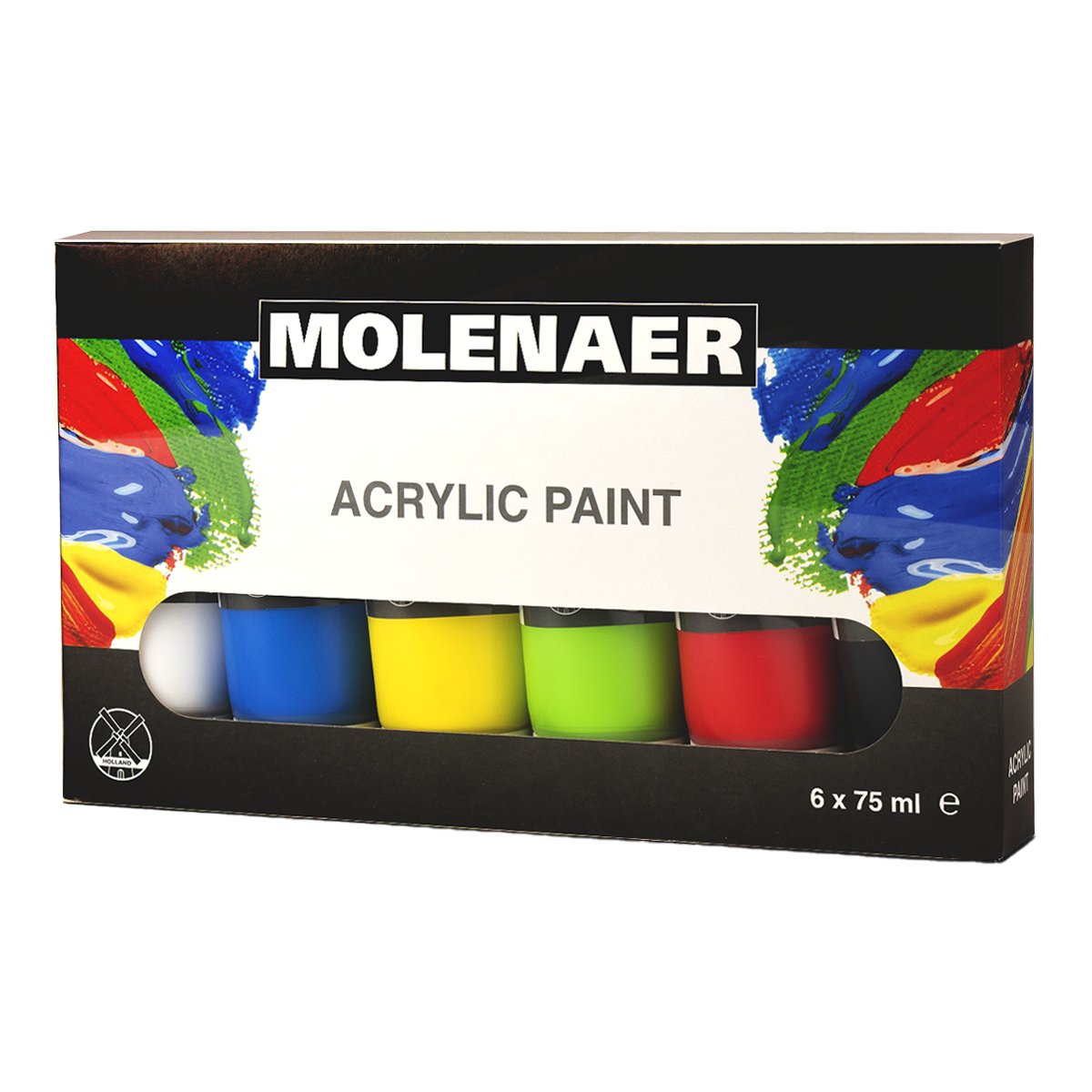 Molenaer Acrylic Paint Set 6 x 75 ml - Assorted Colors
