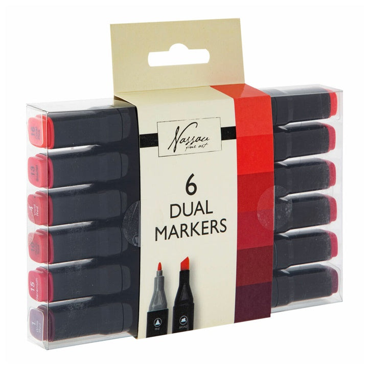 Nassau Double-Sided Markers Set of 6, Red