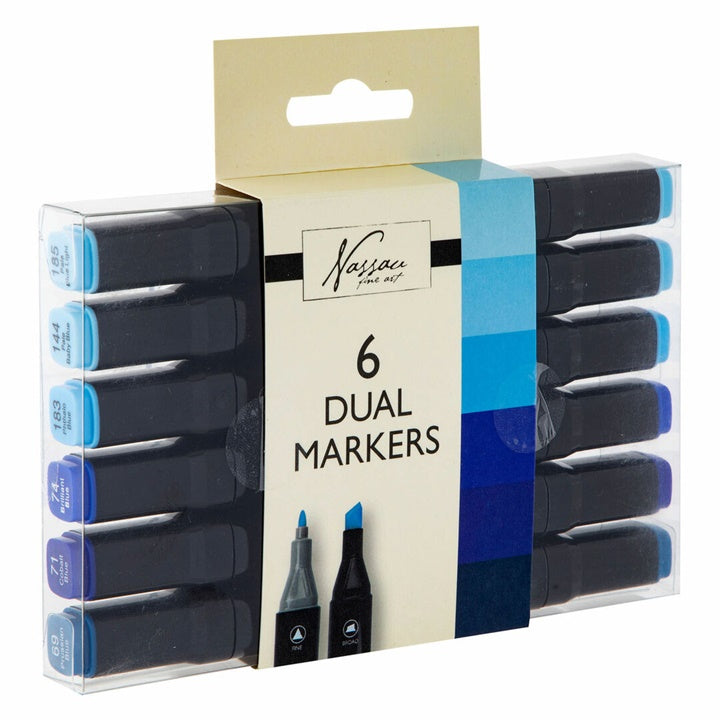 Double-Sided Markers, Set of 6, Blue