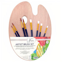 Nassau Fine Art Brush Set with Wooden Palette, Set of 9