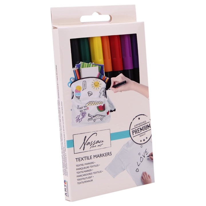 Nassau Fine Art Fabric Paint Pens, Set of 8