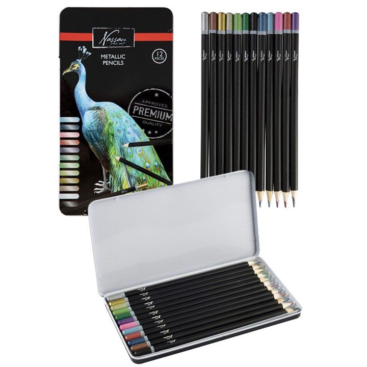 Nassau Fine Art Metallic Colored Pencils, Set of 12