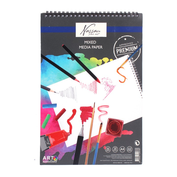 Nassau Fine Art Mixed Media Paper Pad A4 – 20 Sheets