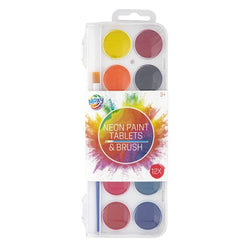Neon Watercolors, Set of 12 + Brush, Image 1