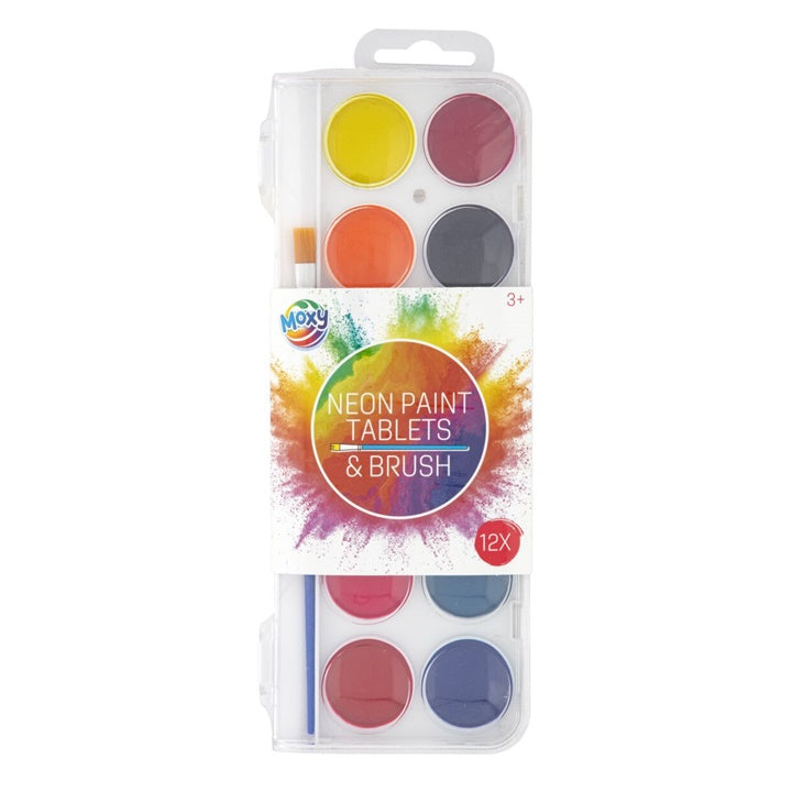 Neon Watercolors, Set of 12 + Brush, Image 1