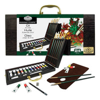 Oil Paint Set with Accessories in a Case, 24 Pieces