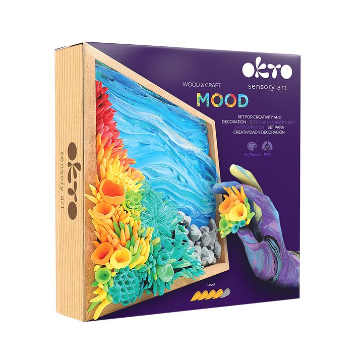 OKTO Modeling Clay Set in Wooden Frame, 21 x 21 cm, Ocean Calm — image 1