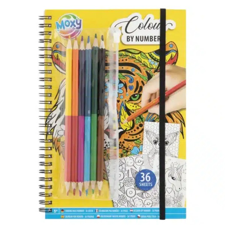 Paint by Numbers Activity Book, 23 × 16 cm, 36 Sheets with 12 Colors