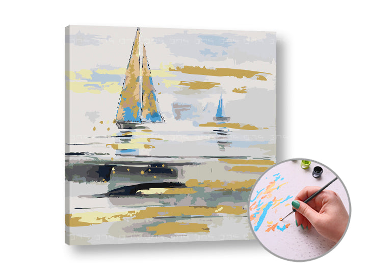 Paint by Numbers: Boats at Sea | Low Difficulty - image 3