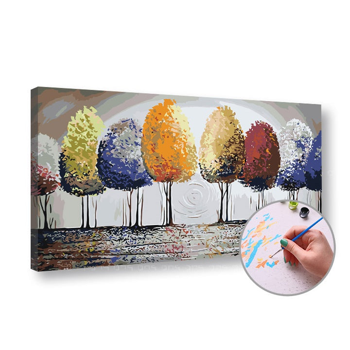 Paint by Numbers COLORFUL TREES | Medium Difficulty — image 1