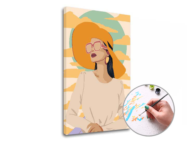 Paint by Numbers Woman in a Yellow Hat | Low Difficulty — image 1